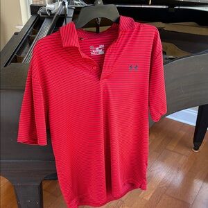 Under Armour Crimson Striped Polo